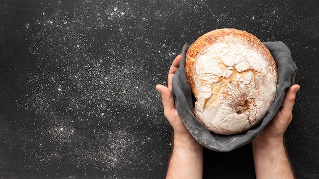 Vista dall'alto del concep di pane con copia spazio