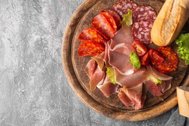 Vista dall'alto del concetto di carne con copia spazio