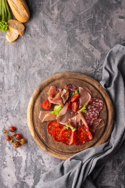 Vista dall'alto del concetto di carne con copia spazio