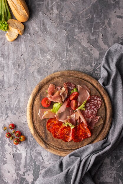 Vista dall'alto del concetto di carne con copia spazio