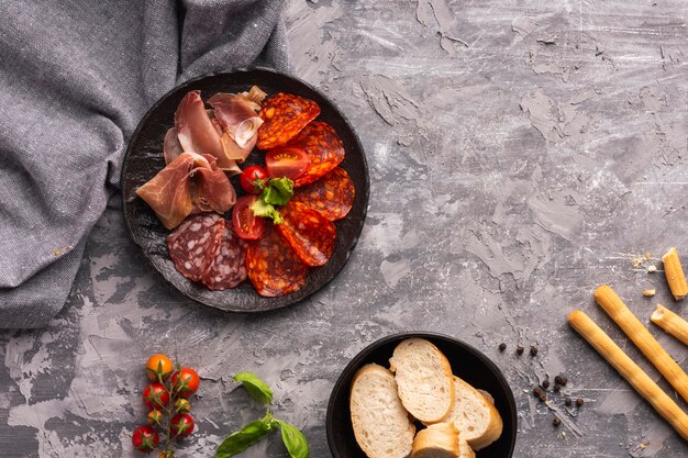 Vista dall'alto del concetto di carne con copia spazio