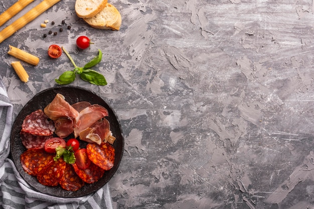 Vista dall'alto del concetto di carne con copia spazio