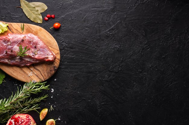 Vista dall'alto del concetto di carne con copia spazio