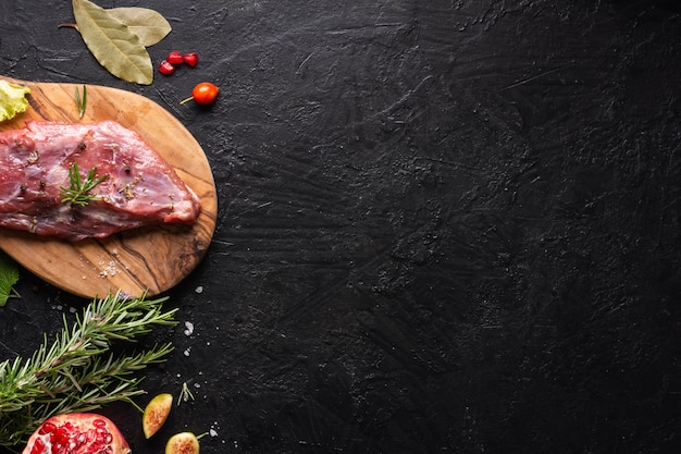 Vista dall'alto del concetto di carne con copia spazio