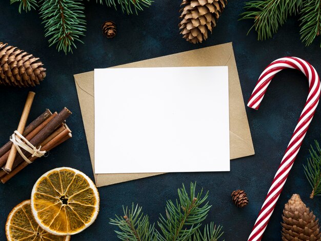 Vista dall'alto del concetto di Natale con copia spazio