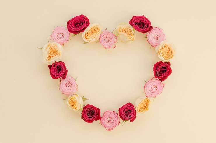 Foto gratuito vista dall'alto del cuore rosa cornice