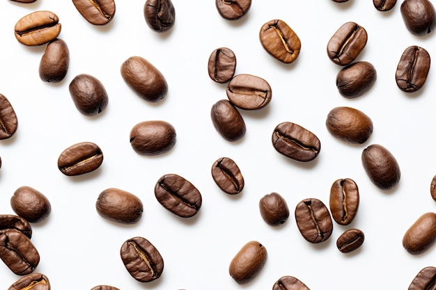 Vista dall'alto deliziosa disposizione dei chicchi di caffè