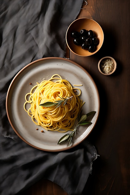 Vista dall'alto deliziosa disposizione di pasta