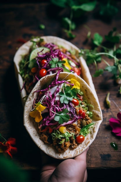 Vista dall'alto deliziosa disposizione di tacos