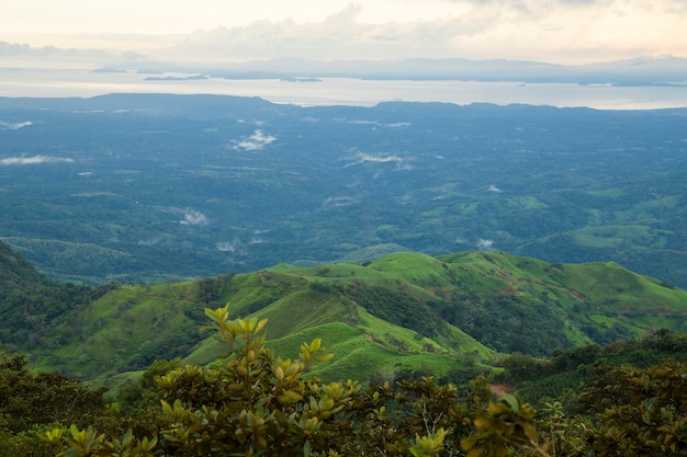 Vista dall'alto della foresta tropicale in tempo piovoso