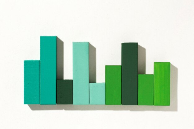 Vista dall'alto della presentazione delle statistiche con grafico