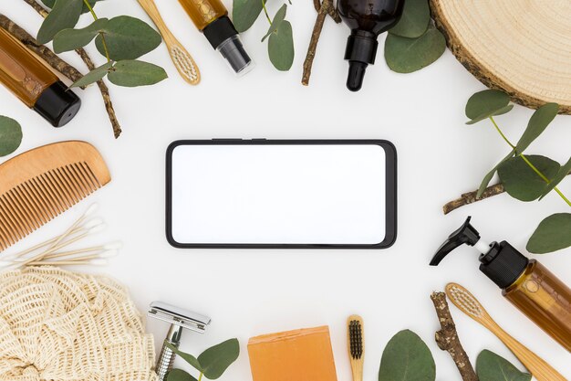 Vista dall'alto di accessori concept bagno