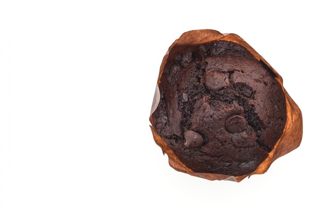 Vista dall&#39;alto di appetitoso muffin al cioccolato