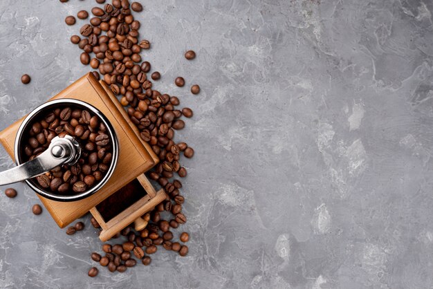 Vista dall'alto di caffè con spazio di copia