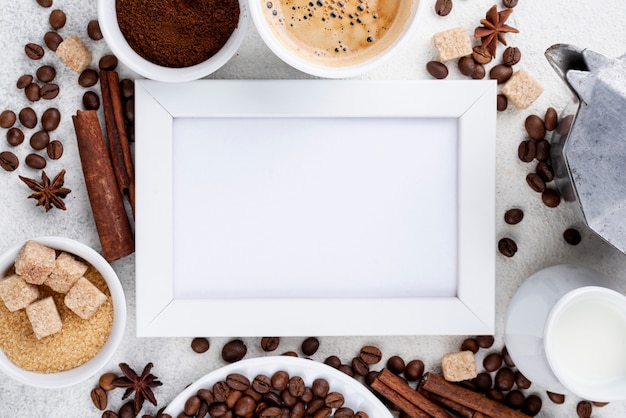 Vista dall'alto di caffè con spazio di copia