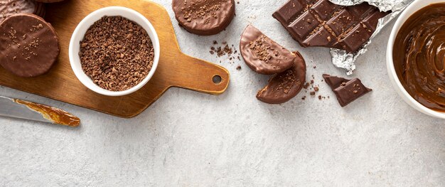 Vista dall'alto di deliziosi biscotti alfajores
