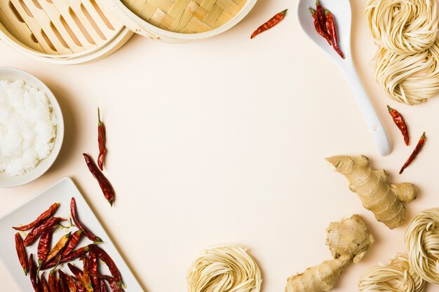 Vista dall&#39;alto di ingredienti per una ricetta