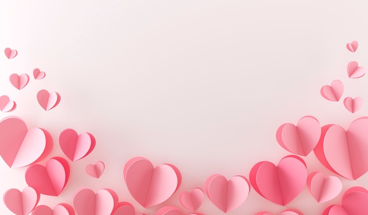 Foto gratuito vista dall'alto di tanti cuori rosa