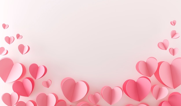 Vista dall'alto di tanti cuori rosa