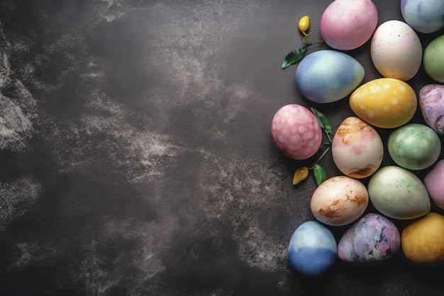 Vista dall'alto disposizione decorativa delle uova di pasqua