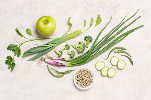 Vista dall'alto frutta e verdura biologica