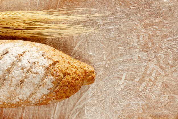 Vista dall'alto pane e grano