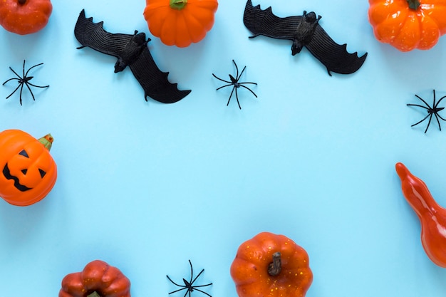 Vista dall'alto spettrale collezione di elementi di halloween