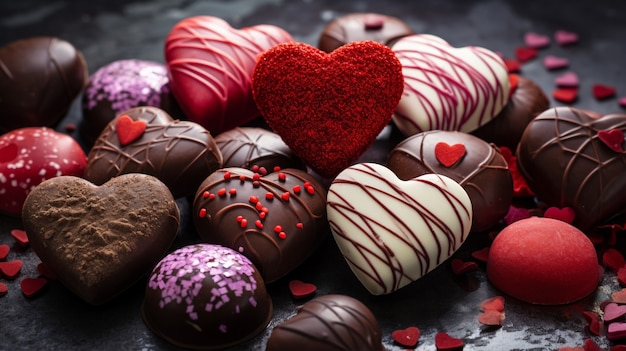 Vista dei biscotti dolci a forma di cuore