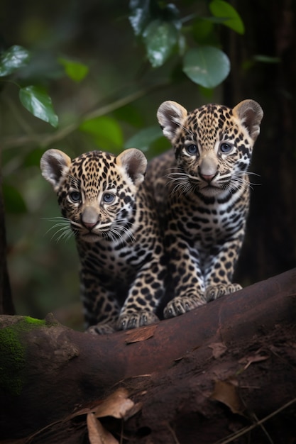 Vista dei cuccioli di leopardo allo stato brado