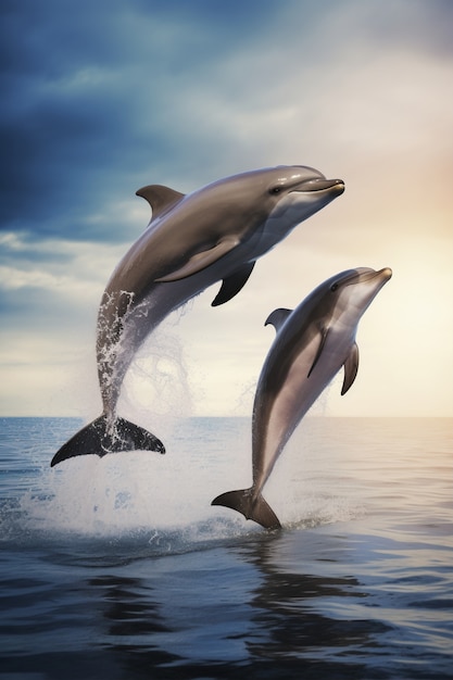 Vista dei delfini che nuotano nell'acqua
