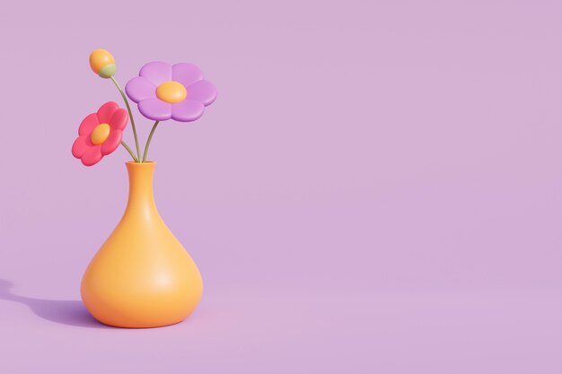 Vista dei fiori che sbocciano 3d