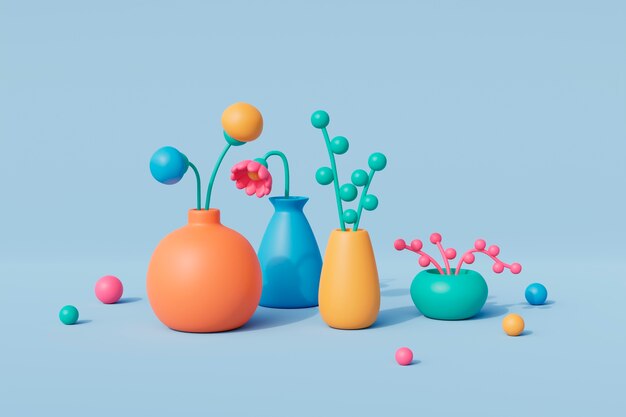 Vista dei fiori che sbocciano 3d