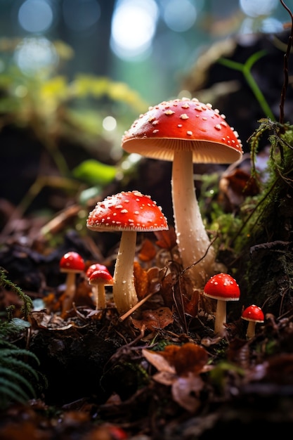 Vista dei funghi che crescono in natura
