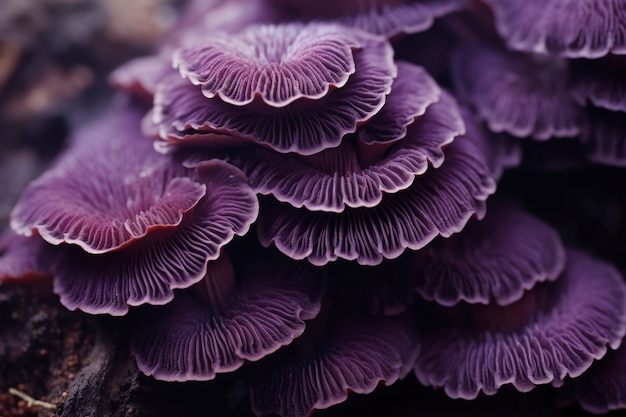 Vista dei funghi viola in natura
