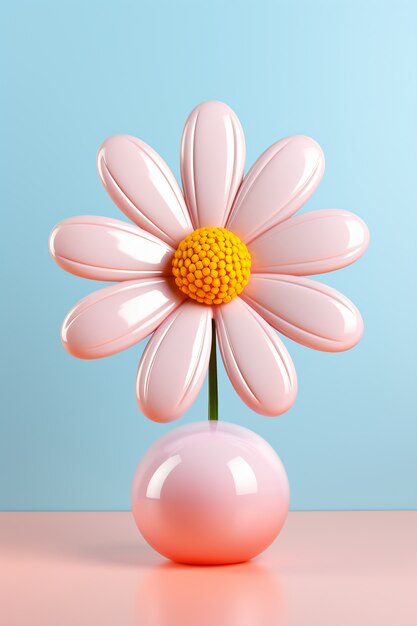 Vista del bellissimo fiore 3d in vaso