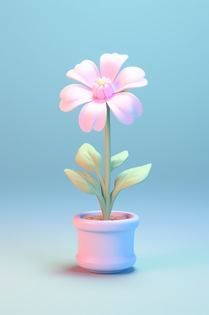 Vista del bellissimo fiore 3d in vaso