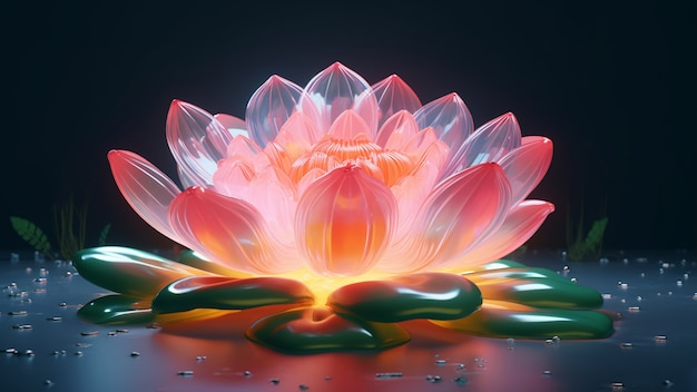 Vista del bellissimo fiore di loto 3d