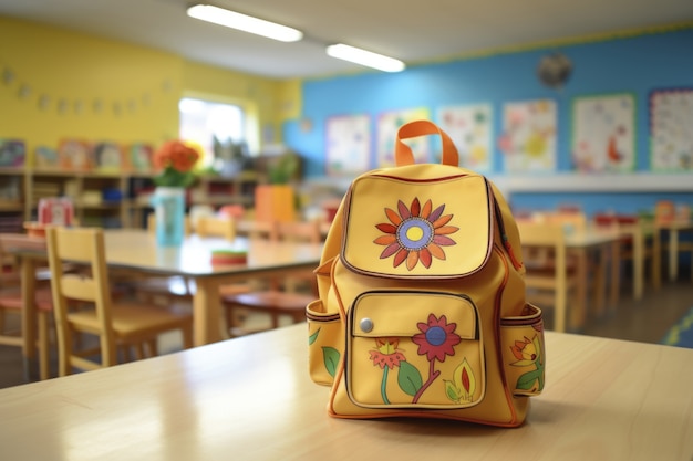 Vista del bookbag in aula scolastica