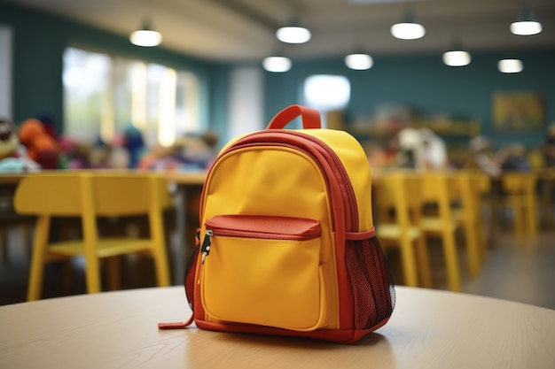 Vista del bookbag in aula scolastica