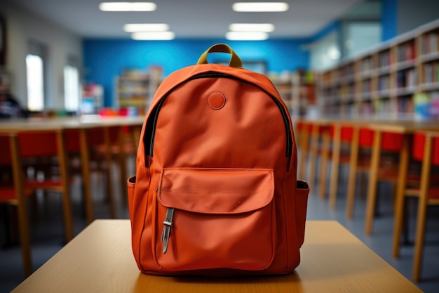 Vista del bookbag in aula scolastica