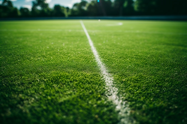 Vista del campo da calcio con erba