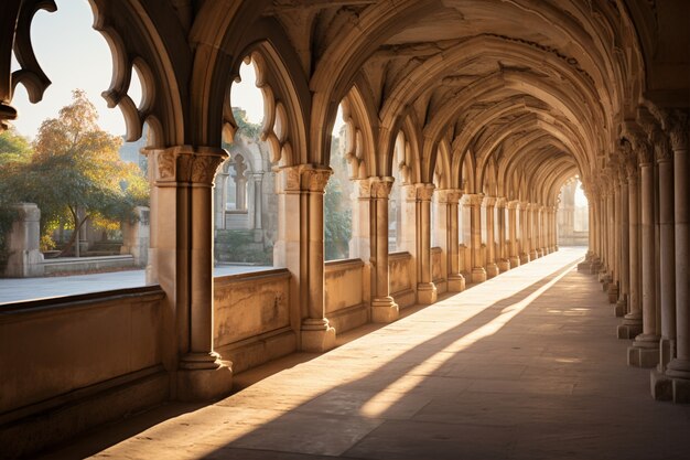 Vista del castello interno con archi strutturali