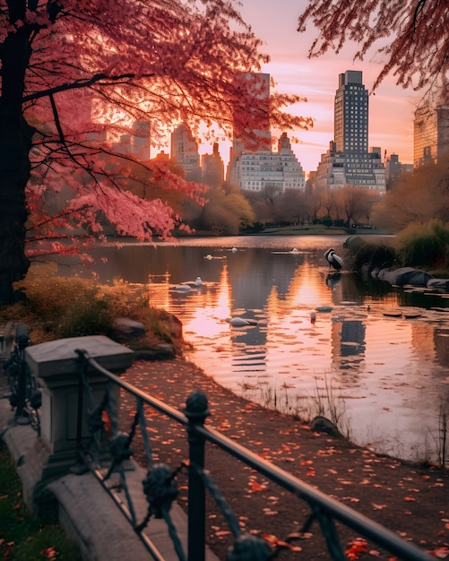 Vista del Central Park di New York City