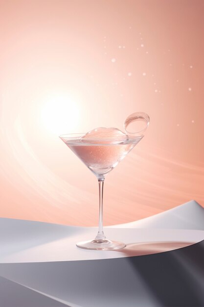 Vista del cocktail in vetro con set neo-futuristico