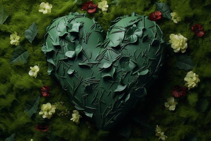 Foto gratuito vista del cuore spezzato con fiori