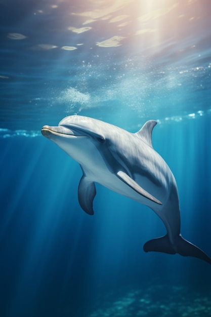 Vista del delfino che nuota nell'acqua