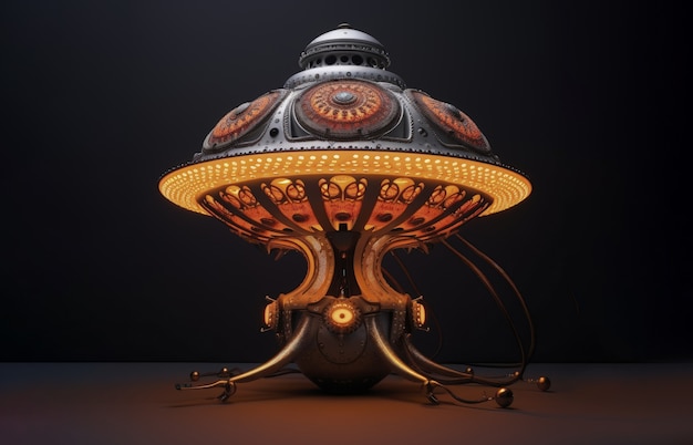 Vista del design futuristico della lampada di illuminazione