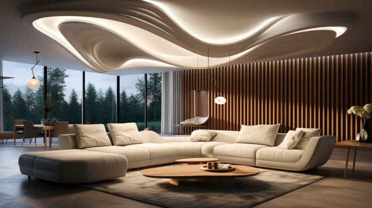 Foto gratuito vista del design futuristico della lampada di illuminazione