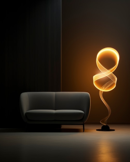 Vista del design futuristico della lampada luminosa