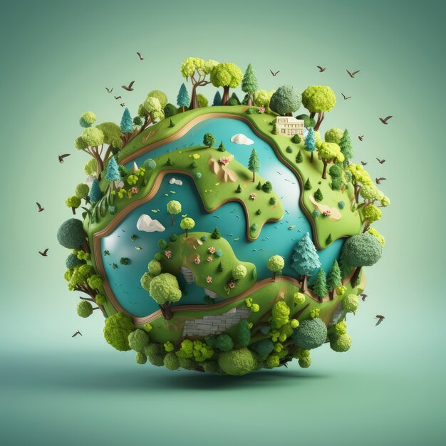 Vista del globo terrestre grafico 3d
